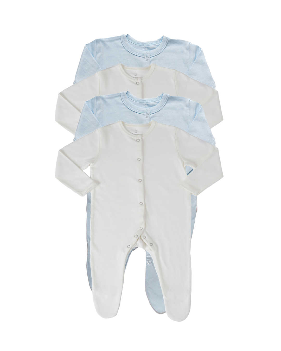 Baby Boy Footed Onesies Sky Blue and Milk- Bundle of 4
