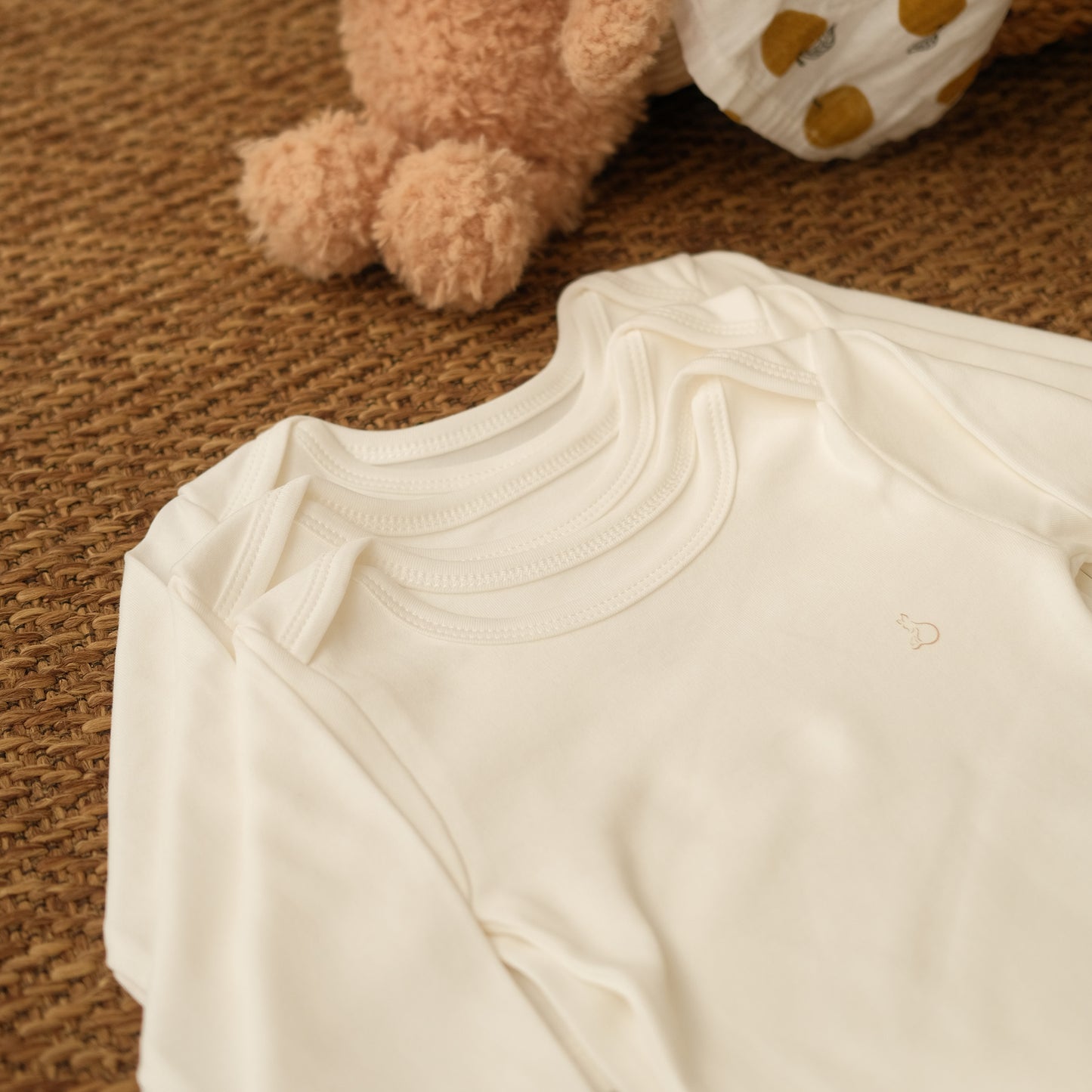 Long-Sleeved Bodysuit in Milk - Bundle of 3