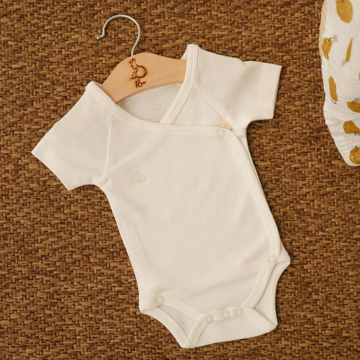 Short-Sleeved Kimono Bodysuit in Milk - Bundle of 3