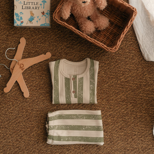2-Piece Pajamas in Forest Stripes