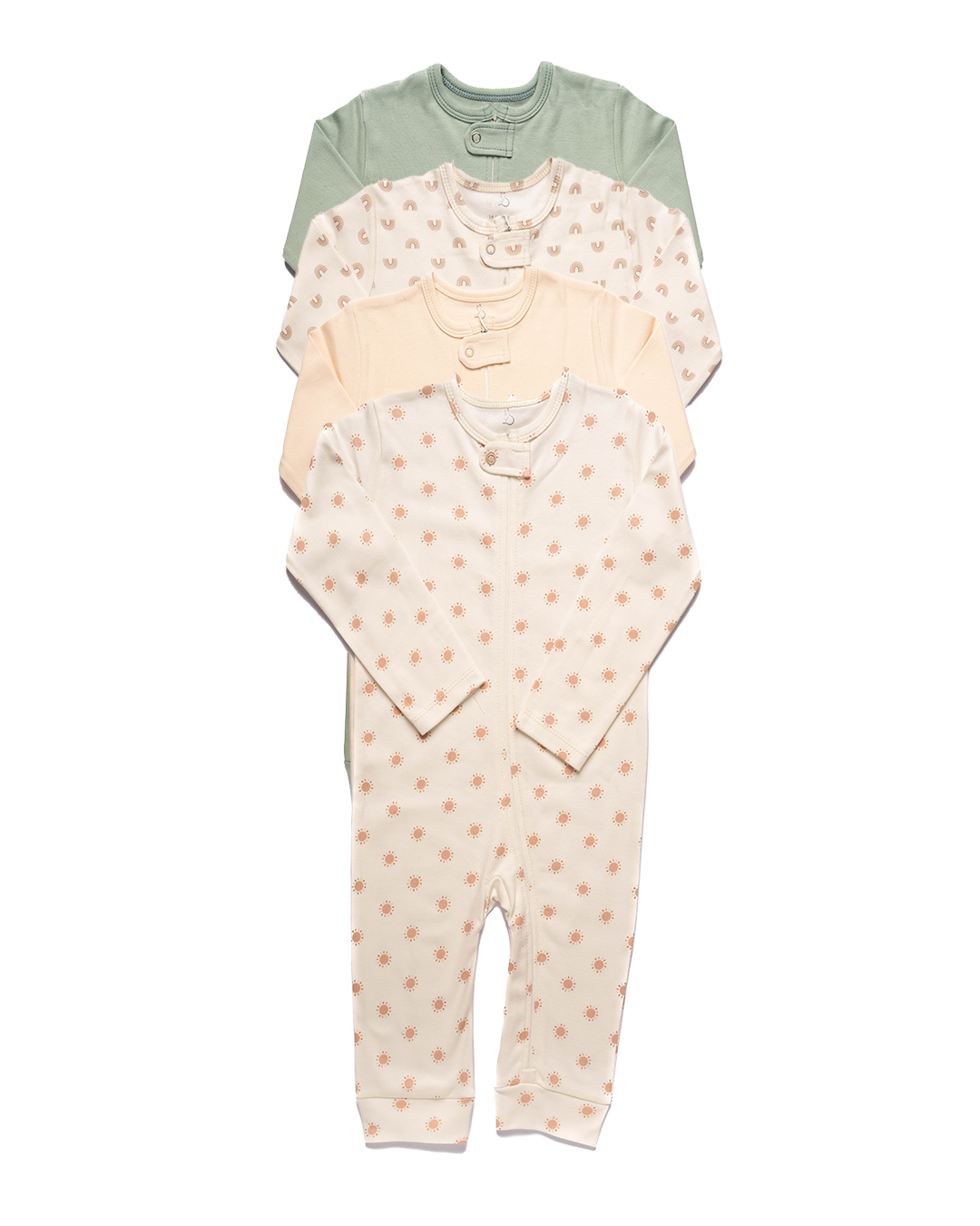 Rainbows & Sunshine Footless Onesies – Bundle of 4