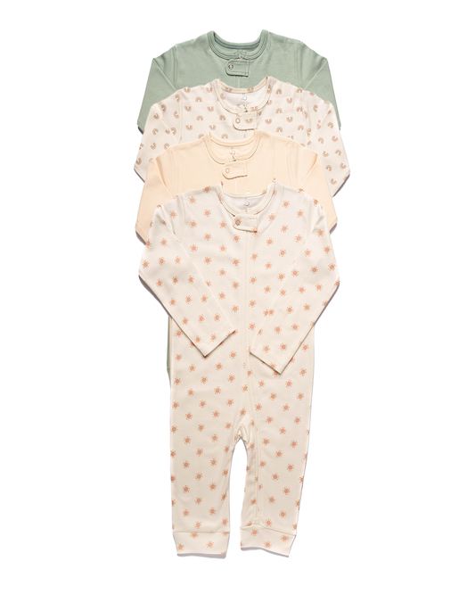 Rainbows & Sunshine Footless Onesies – Bundle of 4