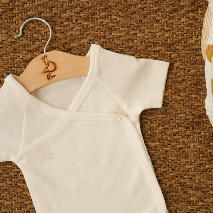 Short-Sleeved Kimono Bodysuit in Milk - Bundle of 3