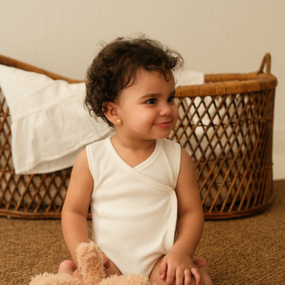 Sleeveless Kimono Bodysuit in Milk - Bundle of 3