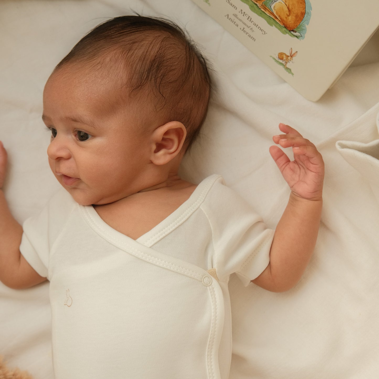 Short-Sleeved Kimono Bodysuit in Milk - Bundle of 3