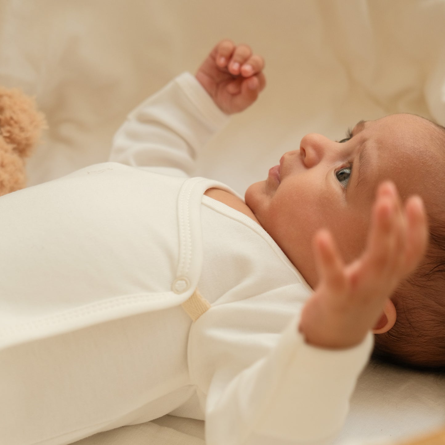 Long-Sleeved Kimono Bodysuit in Milk - Bundle of 3