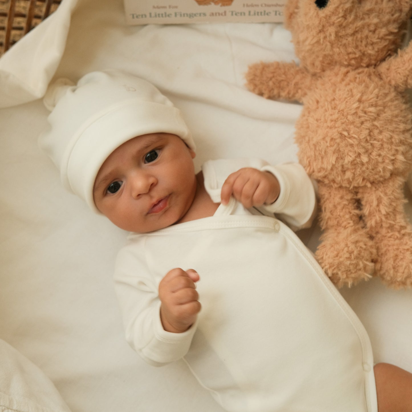 Long-Sleeved Kimono Bodysuit in Milk - Bundle of 3