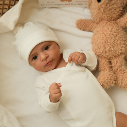 Long-Sleeved Kimono Bodysuit in Milk - Bundle of 3