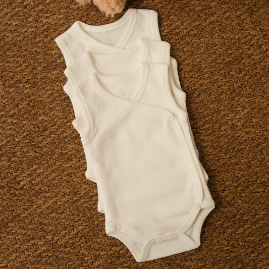 Sleeveless Kimono Bodysuit in Milk - Bundle of 3
