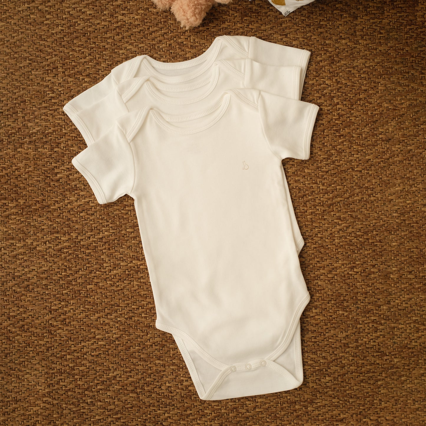 Short-Sleeved Bodysuit in Milk - Bundle of 3