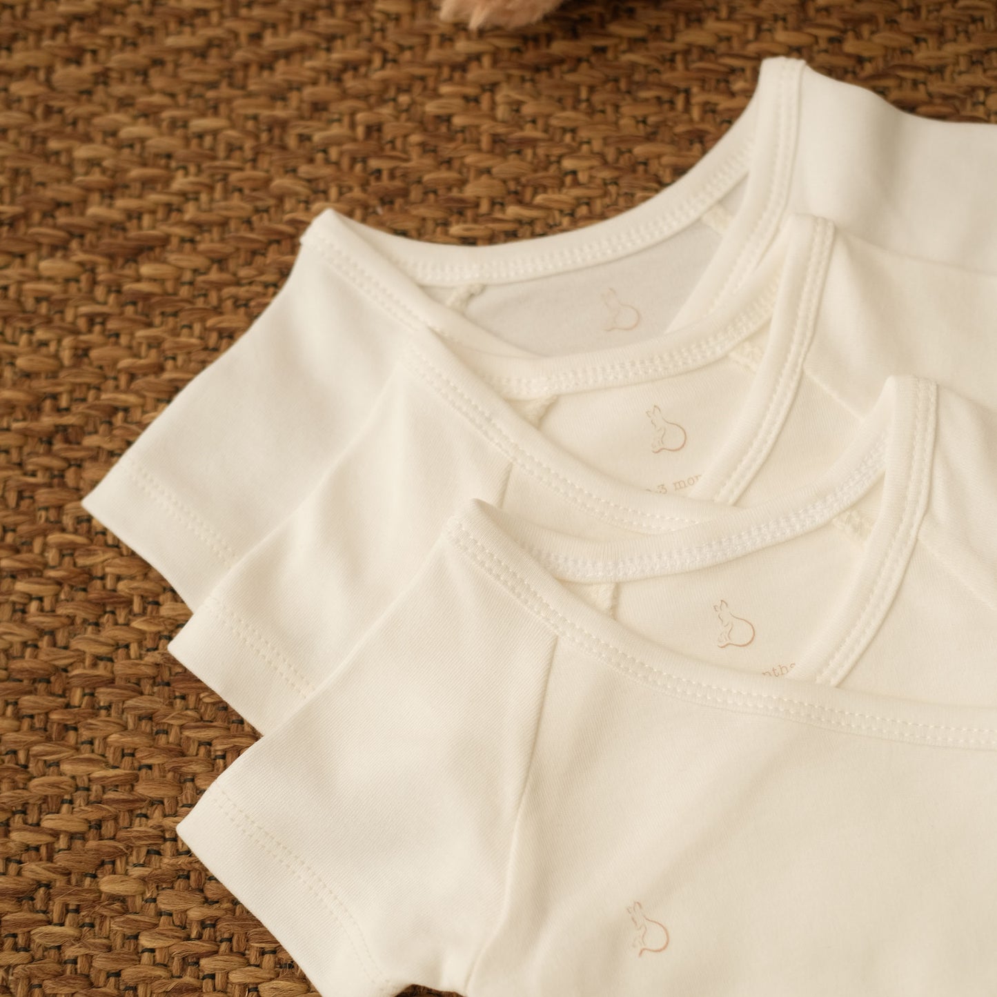 Short-Sleeved Kimono Bodysuit in Milk - Bundle of 3