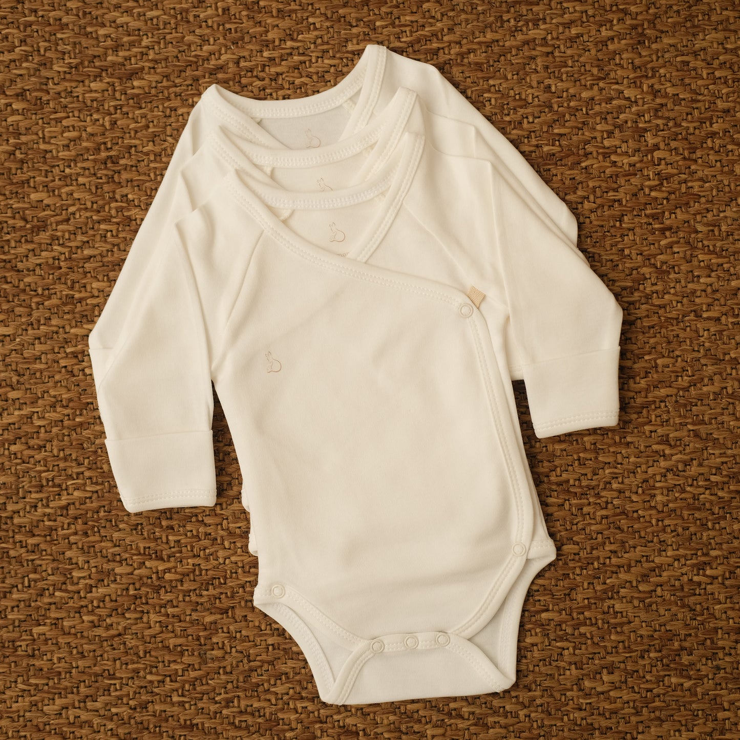 Long-Sleeved Kimono Bodysuit in Milk - Bundle of 3