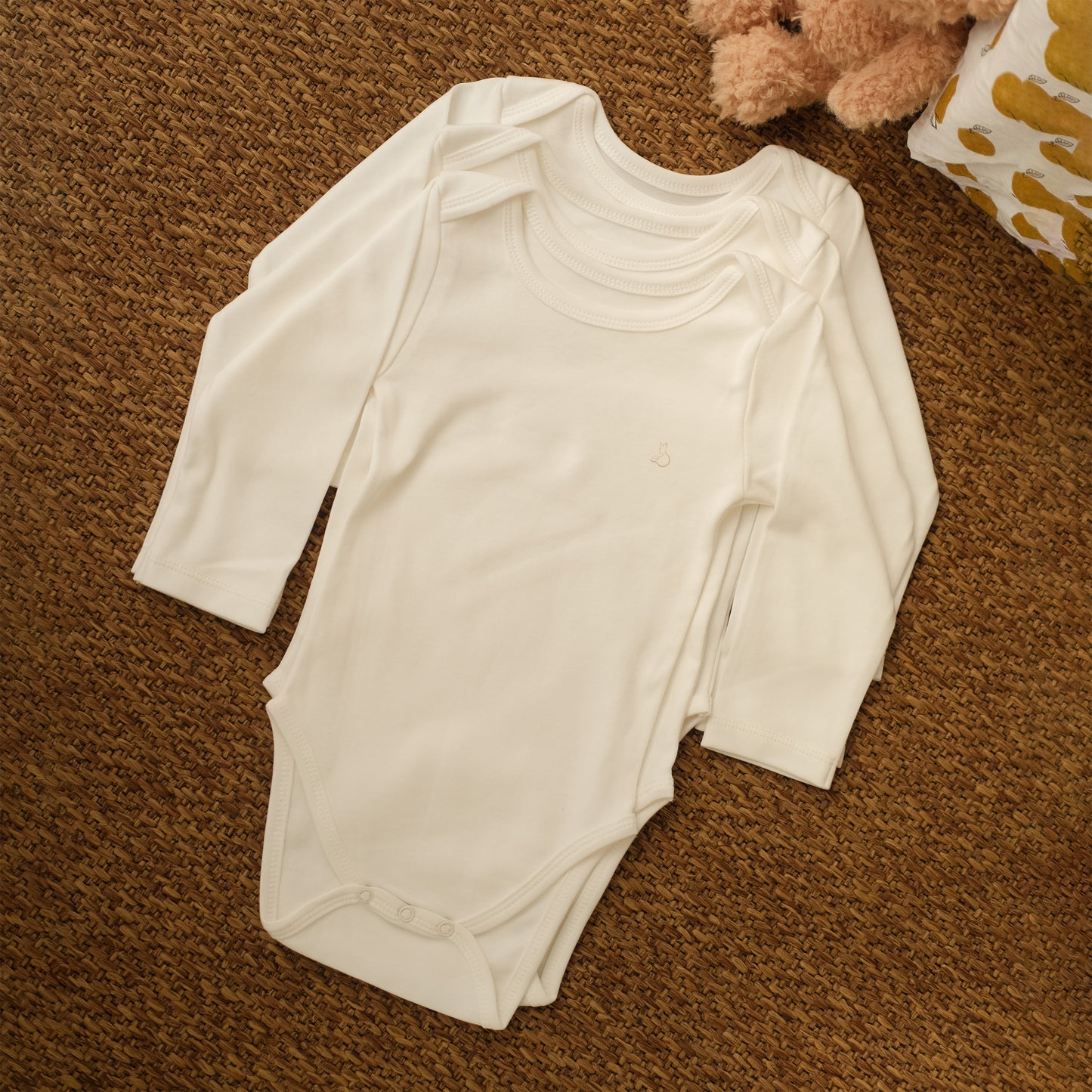 Long-Sleeved Bodysuit in Milk - Bundle of 3