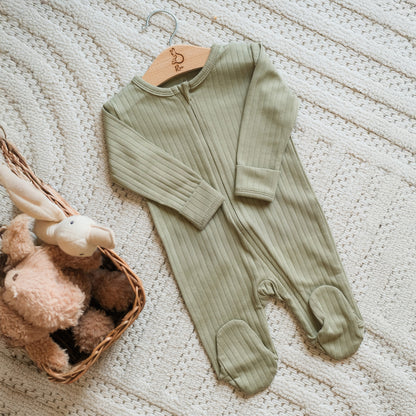 Solid Forest Zip-up Onesie