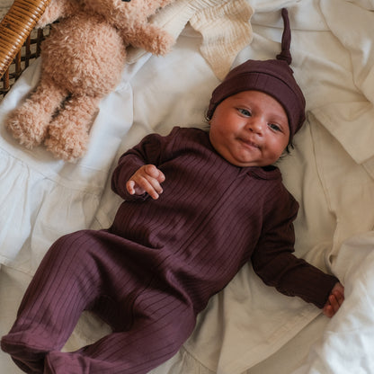 Solid Plum Zip-up Onesie