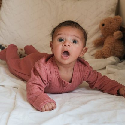 Solid Rose Zip-up Onesie