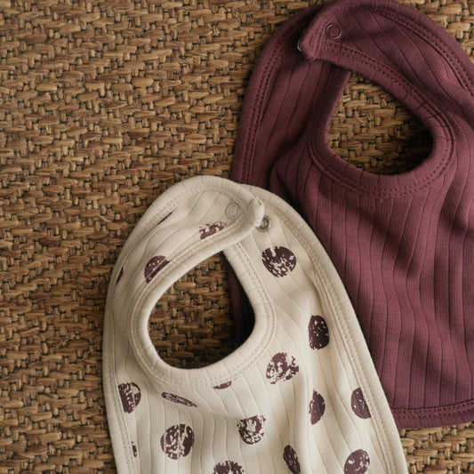 Plum Drops Plush Padded Bibs - Pack of 2