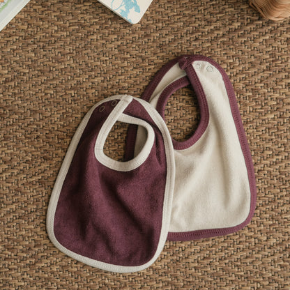 Plum Drops Plush Padded Bibs - Pack of 2