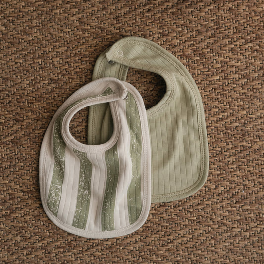 Forest Stripes Plush Padded Bibs- Pack of 2
