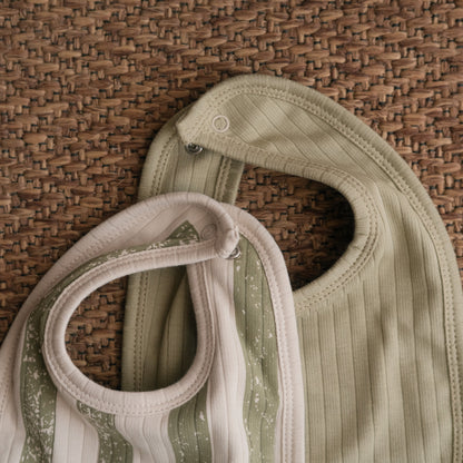 Forest Stripes Plush Padded Bibs- Pack of 2