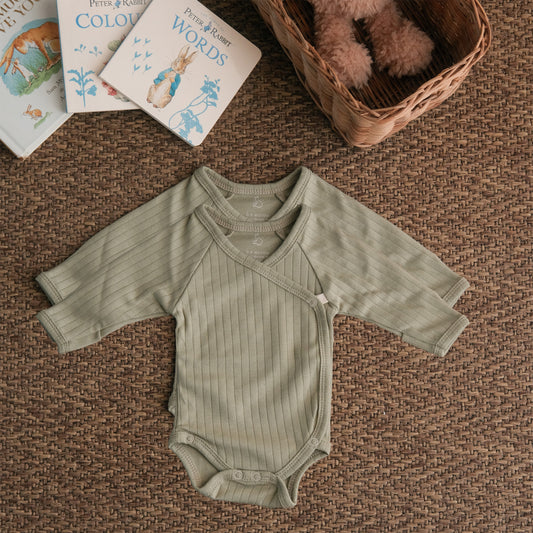 Solid Forest Kimono Bodysuits - Pack of 2