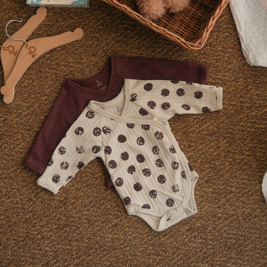 Plum Drops Kimono Bodysuits - Pack of 2