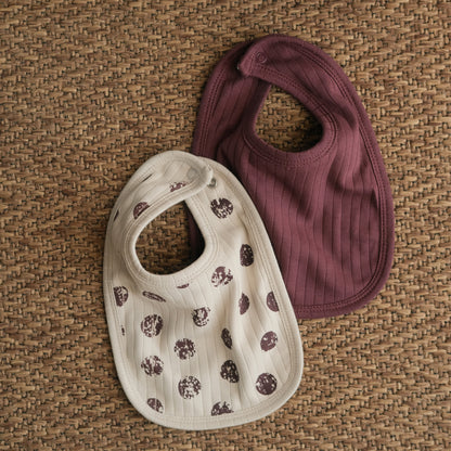 Plum Drops Plush Padded Bibs - Pack of 2