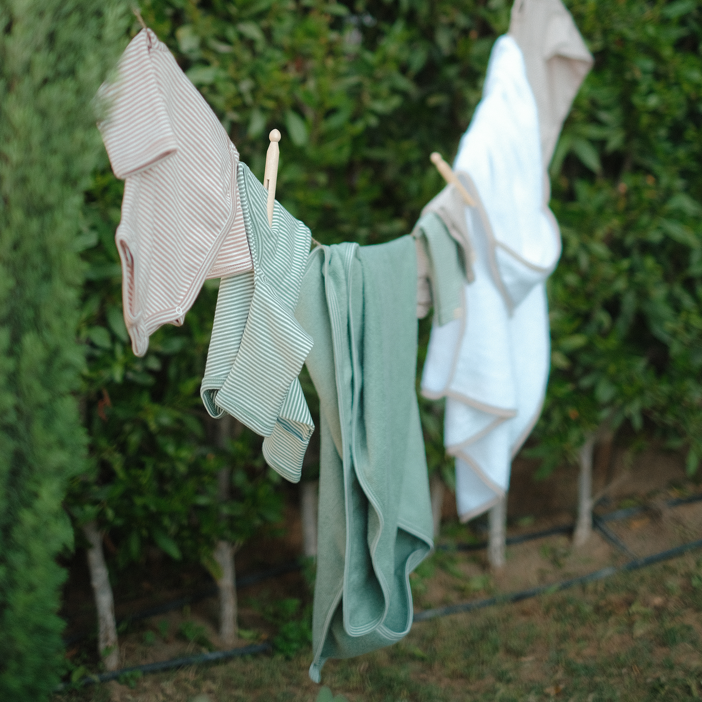 Hooded Terry Towel in Palm Mist