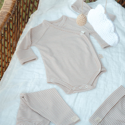 Long - Sleeved Kimono Bodysuit in Alabaster Bloom