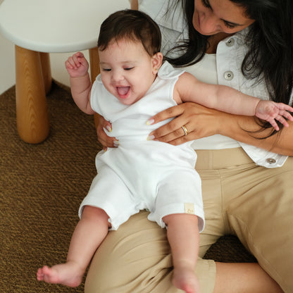 Milk Waffle-Knit Romper