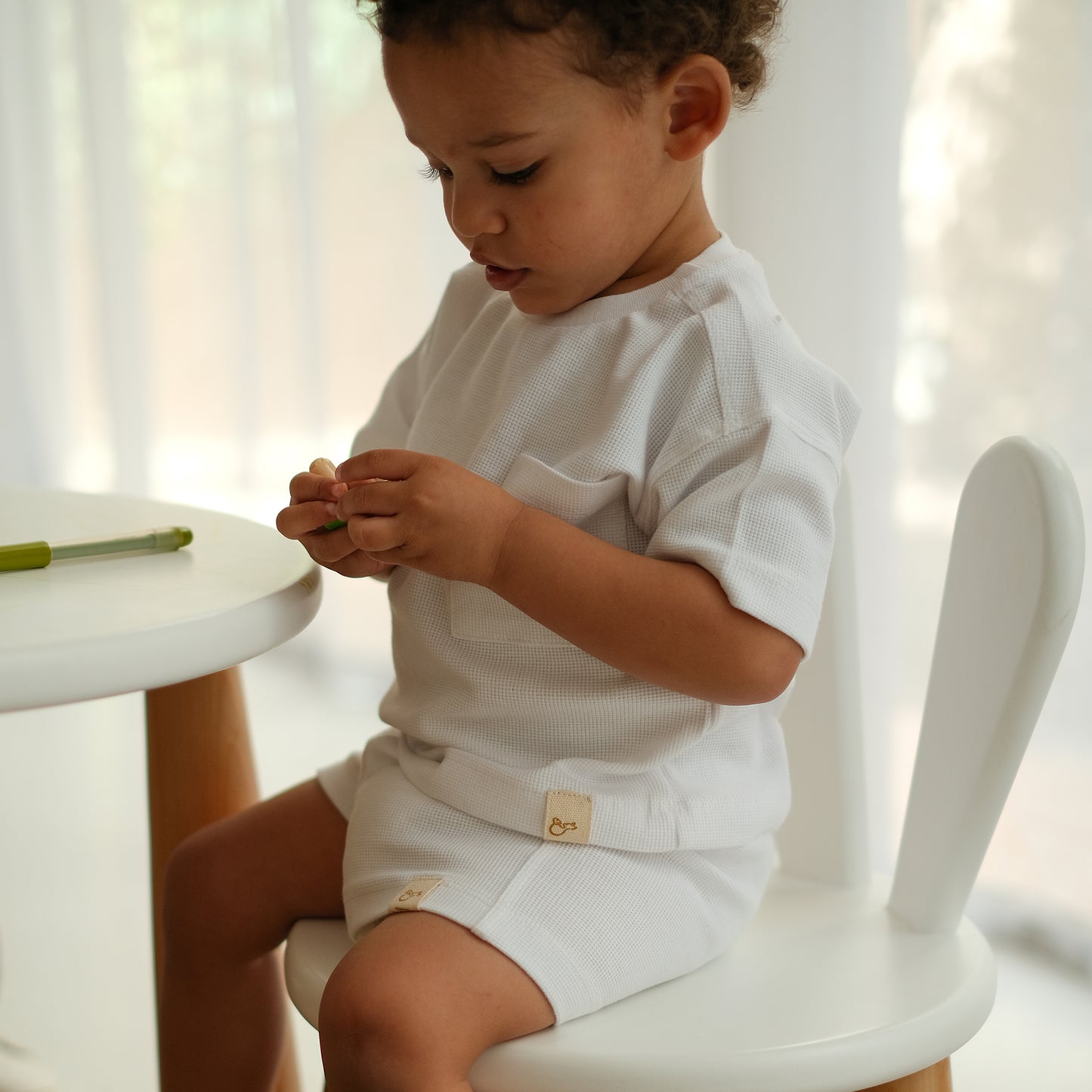 Milk Waffle-Knit Set