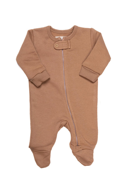 Chestnut Plain Zip-up Winter Onesie
