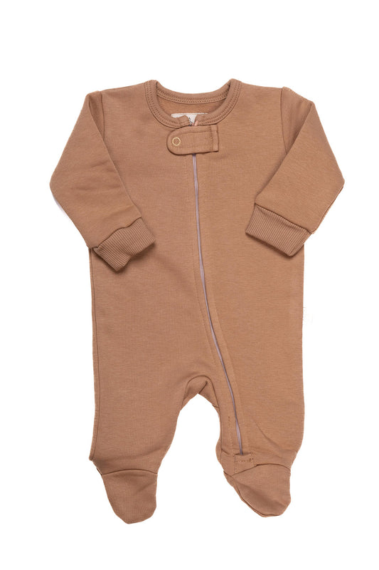 Chestnut Plain Zip-up Winter Onesie