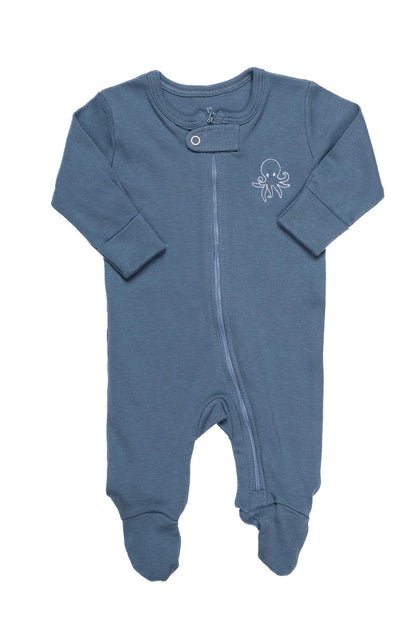 Ocean Blue Octopus Zip-Up Onesie
